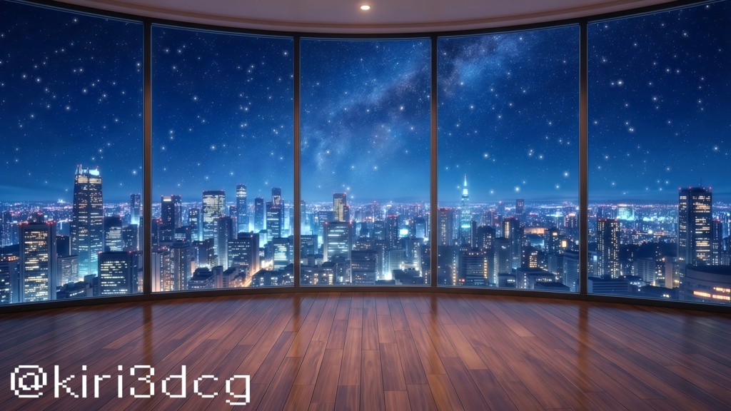 【配信画面セット!】夜景の見える高層マンション vtuber様 配信者様向け 歌枠 雑談枠などに♪ 配信背景 リビング 星 雨 夜 素材 背景 Animated Background【背景ループ素材】