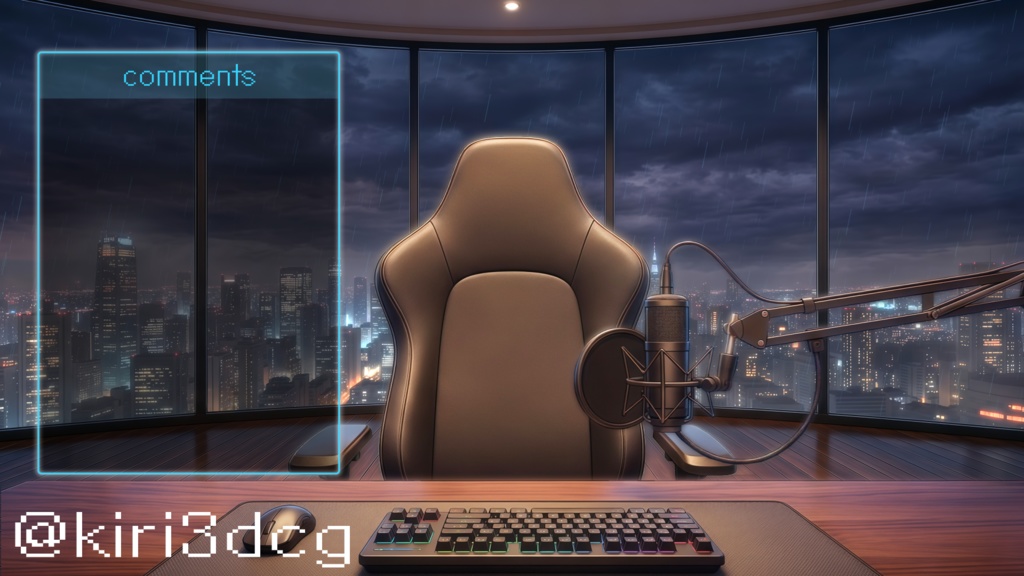 【配信画面セット!】夜景の見える高層マンション vtuber様 配信者様向け 歌枠 雑談枠などに♪ 配信背景 リビング 星 雨 夜 素材 背景 Animated Background【背景ループ素材】