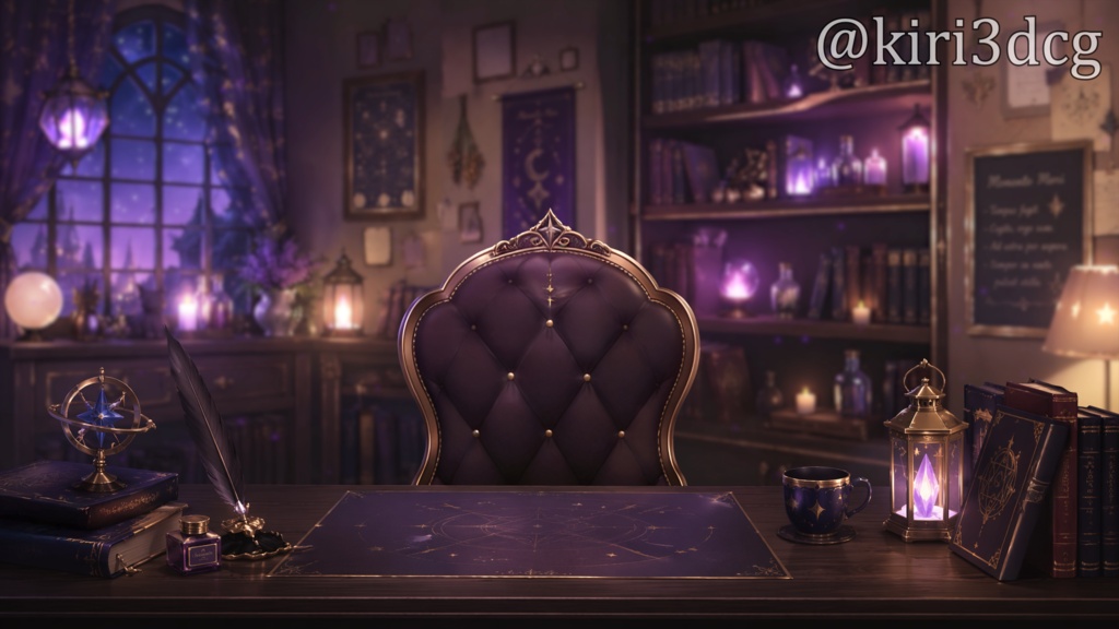 【動く!配信背景セット!】星灯る魔法書庫 vtuber様 配信者様向け 歌枠 雑談枠などに♪ 配信背景 隠れ家 書庫 星 ろうそく 素材 背景 Animated Background【背景ループ素材】
