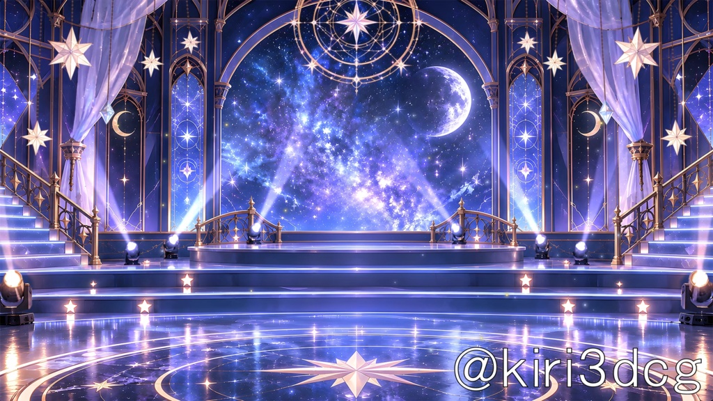 【動く!配信画面セット!】星月夜のライブステージ vtuber様 配信者様向け 歌枠 雑談枠などに♪ 配信背景 流れ星 銀河 星空 歌枠 素材 背景 Animated Background【背景ループ素材】