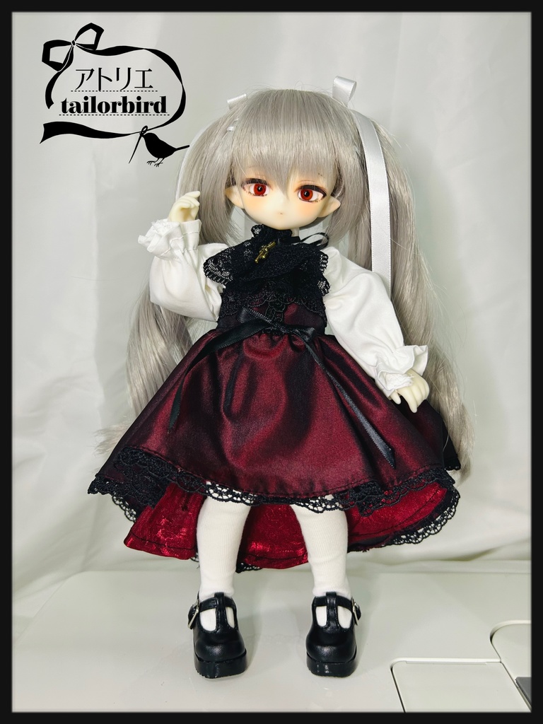 赤薔薇フィッシュテールドレスセット(長袖) Tinyfox 1/6サイズ