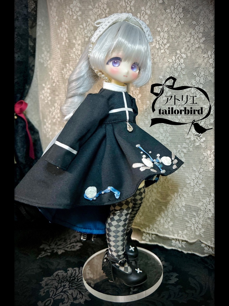 リボン刺繍入りフィッシュテールワンピース　tinyfox 1/6サイズ