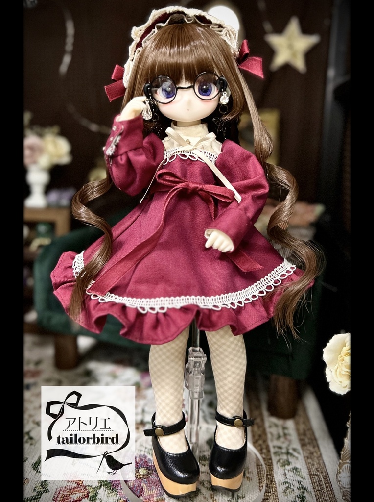 クラシックワンピース(ボルドー) tinyfox 1/6サイズ