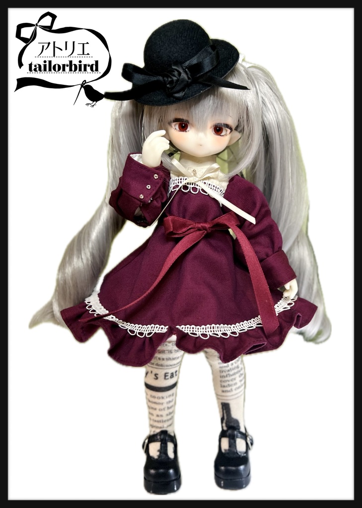 クラシックワンピース(ボルドー) tinyfox 1/6サイズ