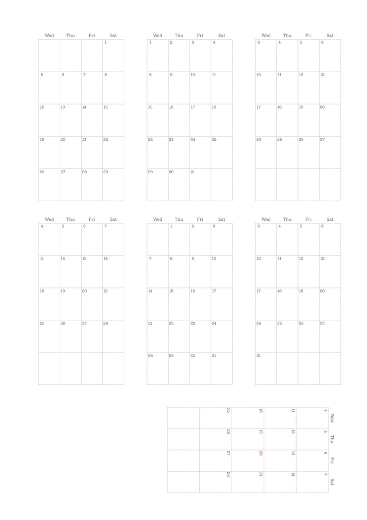 【システム手帳】マイクロ5 マンスリースケジュール 2025.4〜2026.3