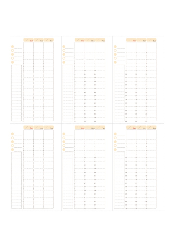 【システム手帳】マイクロ5 日付フリー バーチカルスケジュール