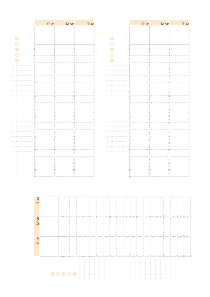 【システム手帳】バイブル 日付フリー バーチカルスケジュール