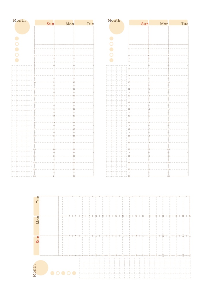 【システム手帳】バイブル 日付フリー バーチカルスケジュール