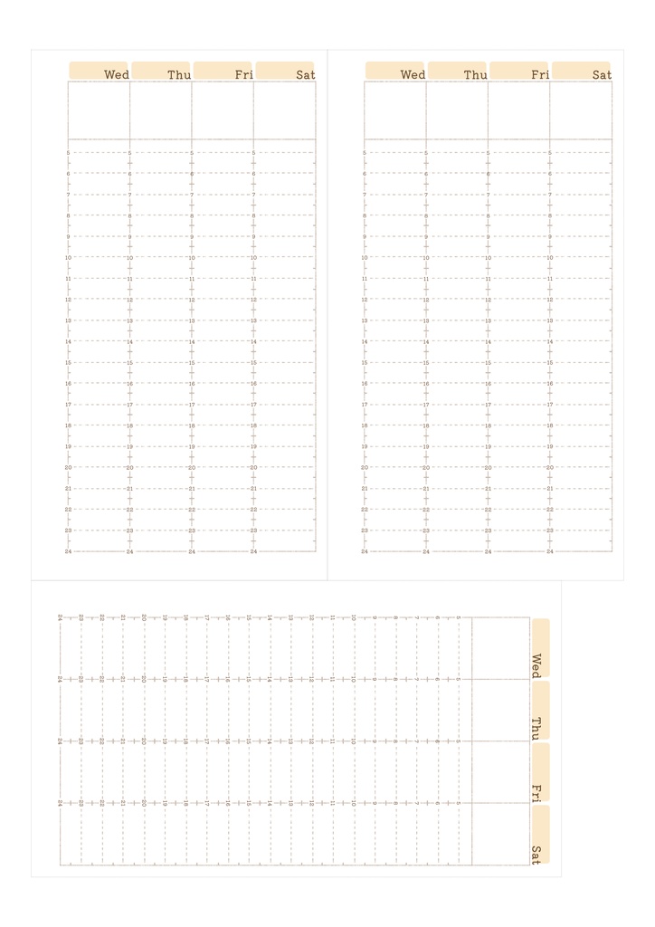 【システム手帳】バイブル 日付フリー バーチカルスケジュール