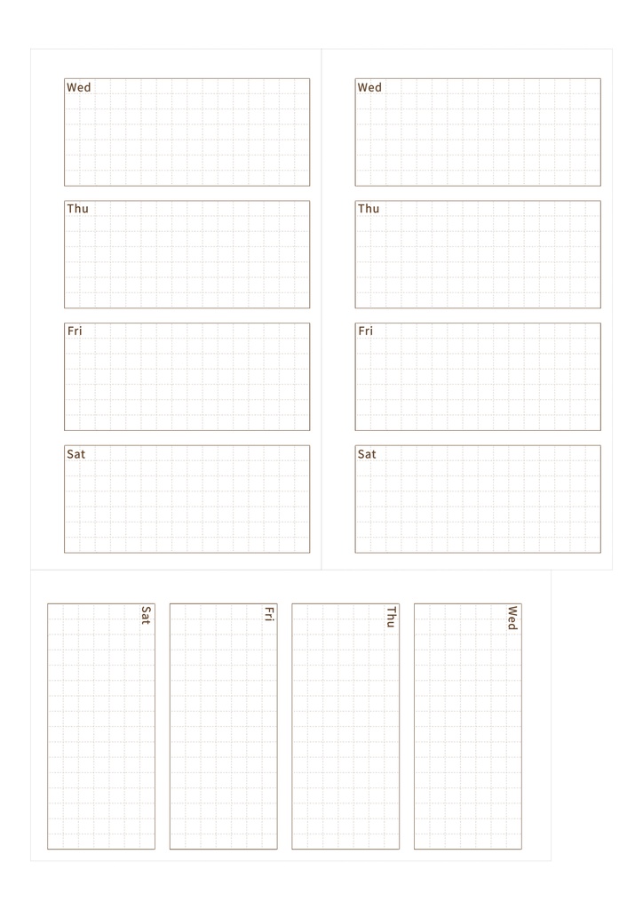 【システム手帳】バイブル 日付フリー ホリゾンタルスケジュール