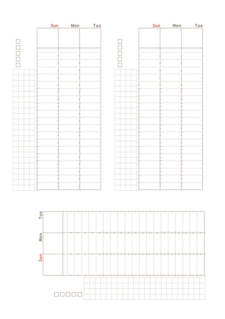 【システム手帳】バイブル 日付フリー バーチカルスケジュール