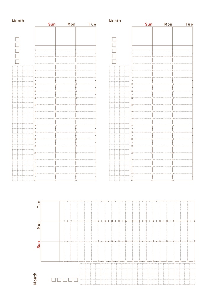 【システム手帳】バイブル 日付フリー バーチカルスケジュール