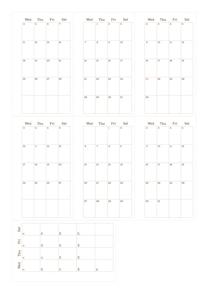 【システム手帳】マイクロ5 マンスリースケジュール 2026/4〜2027/3