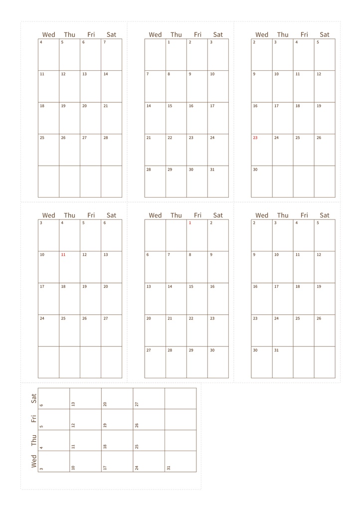 【システム手帳】マイクロ5 マンスリースケジュール 2026/4〜2027/3