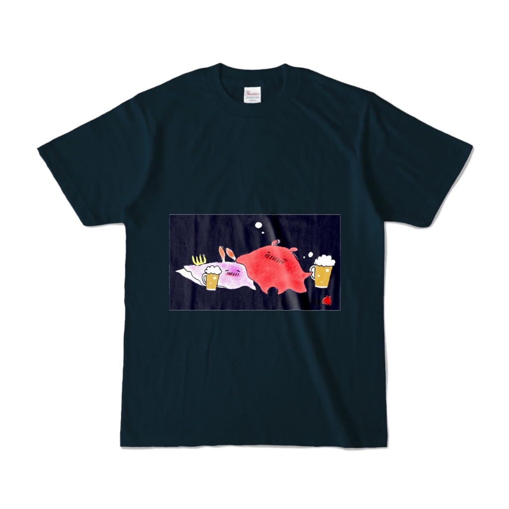 深海呑み Tシャツ 紺 ウミウシ&メンダコ
