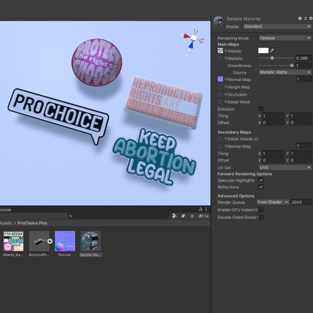 Pro-Choice Buttons/Pins for VRChat Avatars