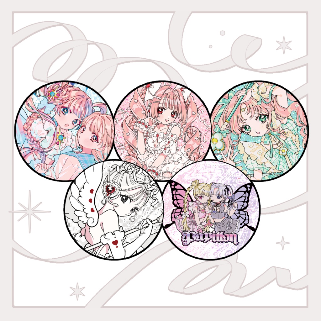 【5ﾀｲﾌﾟ】キラキラグリッター♡ランダム缶バッジ