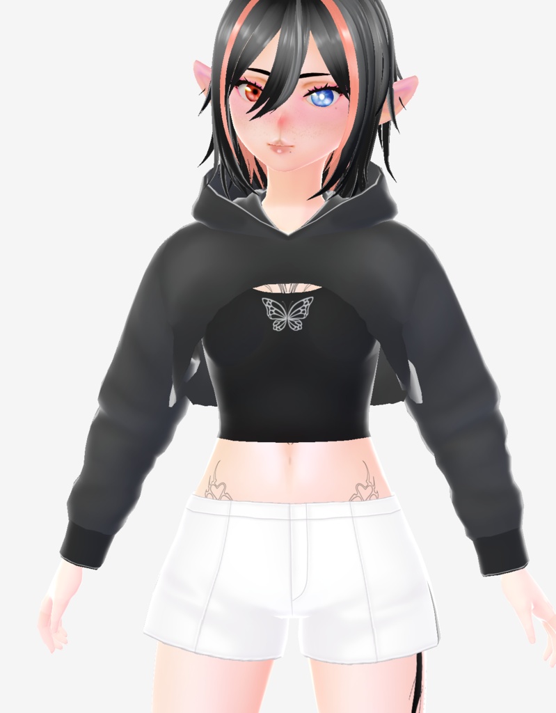 Butterfly Shirt With Cropped Hoodie