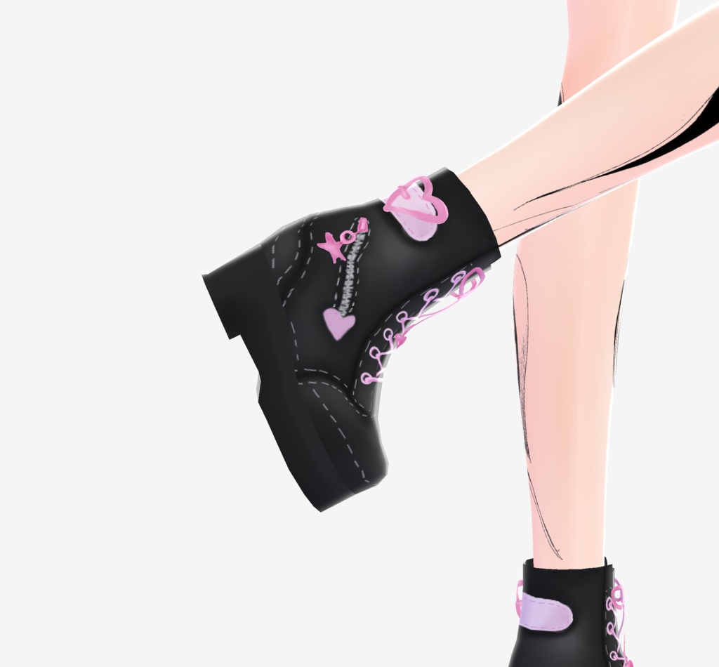 Black and Pink Heart Boots