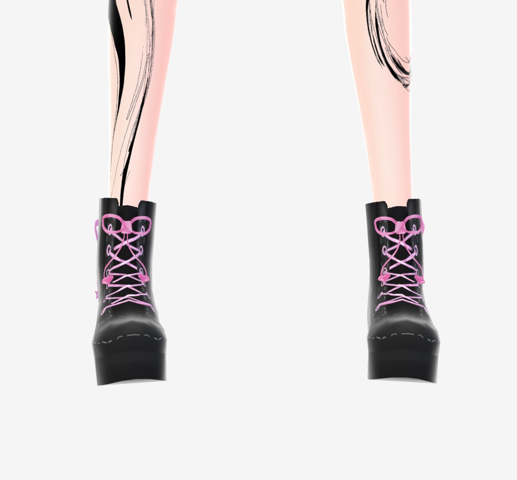 Black and Pink Heart Boots