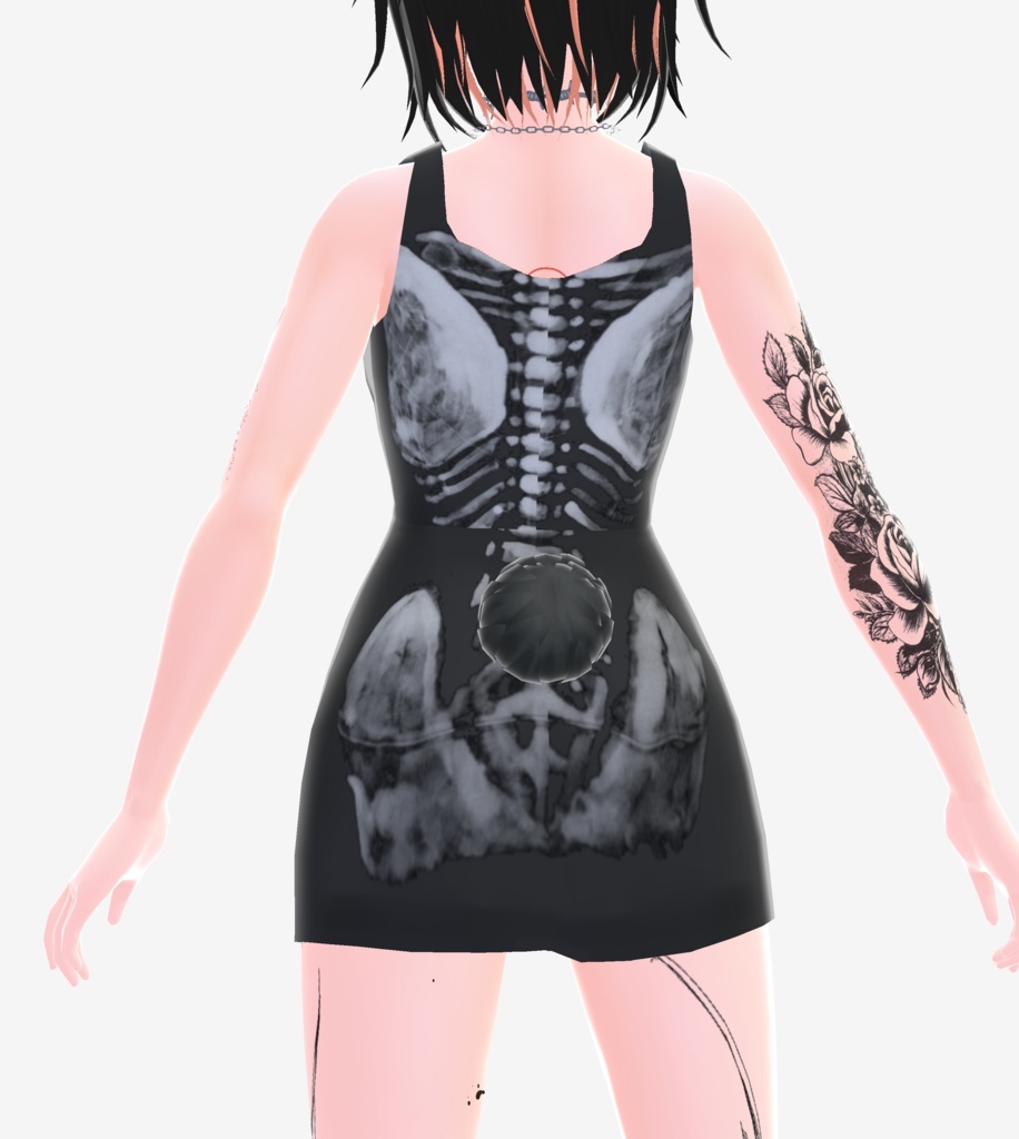 Skeleton Dress W/ Wire Necklace