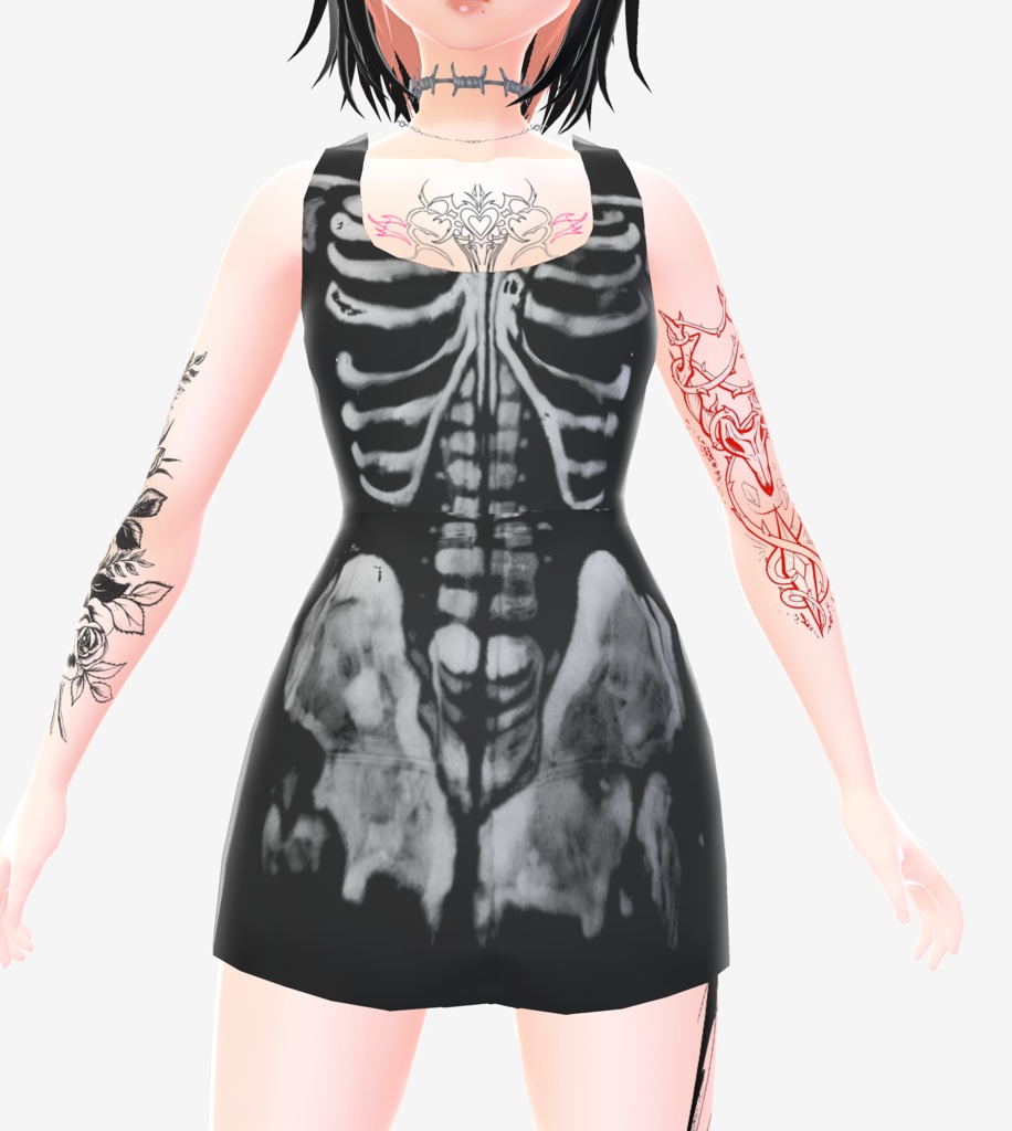 Skeleton Dress W/ Wire Necklace