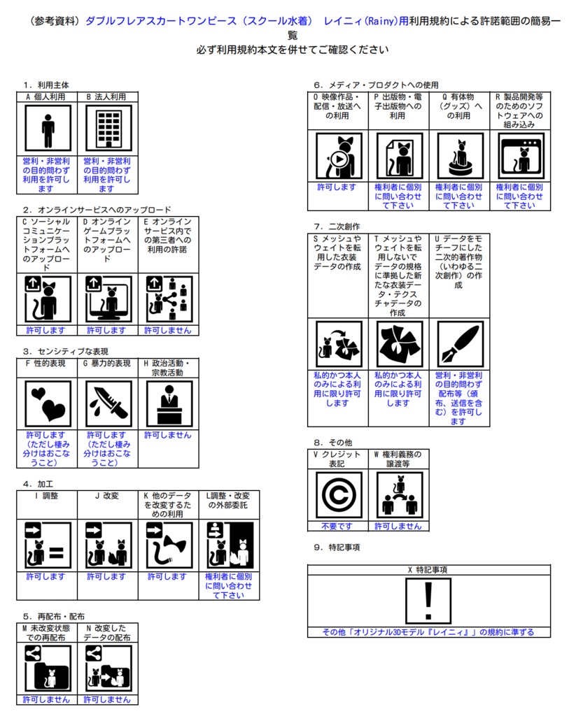 ダブルフレアスカートワンピース(スクール水着) レイニィ(Rainy)用