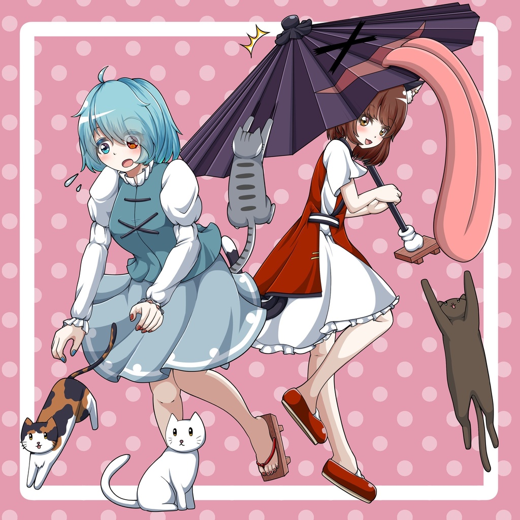 【東方project】多々良小傘 & 橙　アクリルキーホルダー