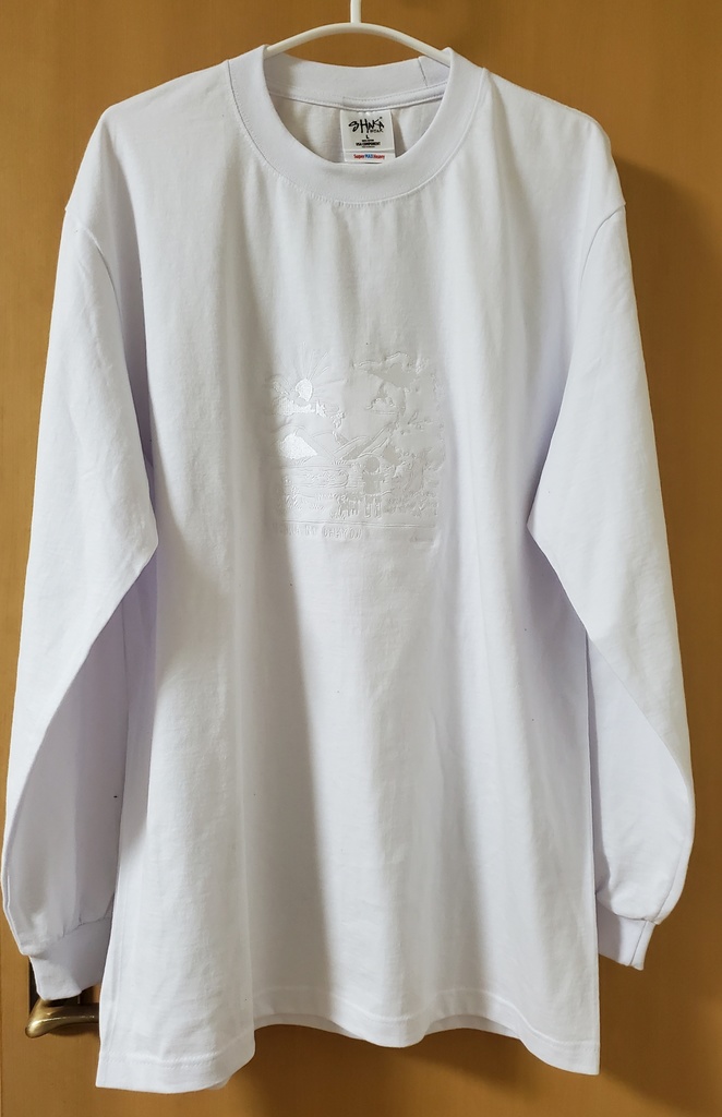 ロング白刺繍Tシャツ　ホワイト
