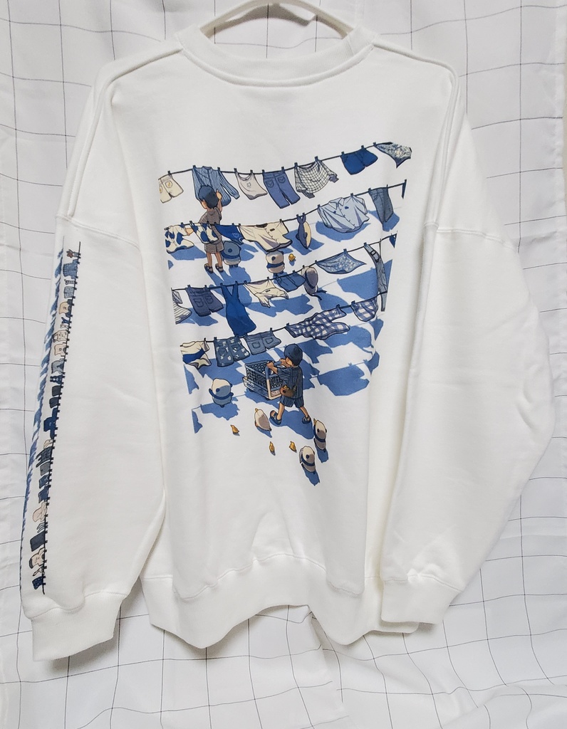 洗濯物プリントトレーナー(ビックシルエットトレーナー)ポストカード、パンダステッカー付き