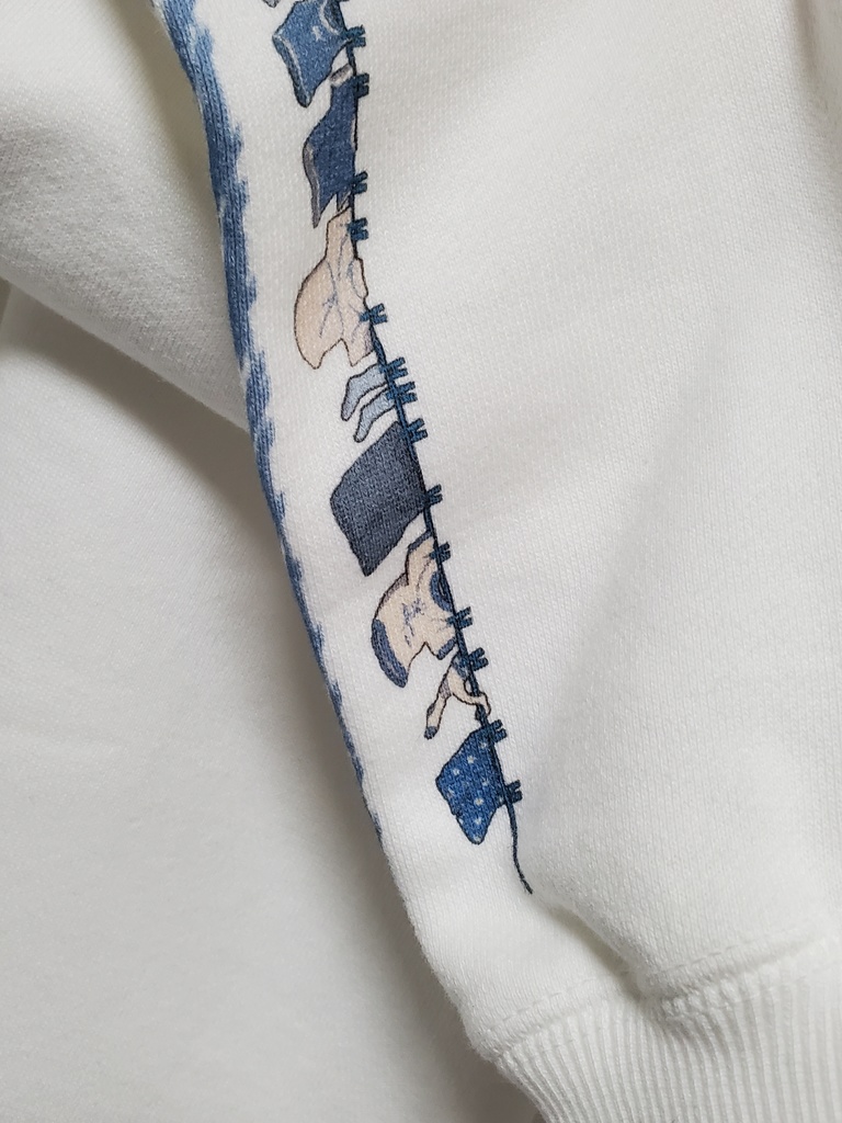 洗濯物プリントトレーナー(ビックシルエットトレーナー)ポストカード、パンダステッカー付き