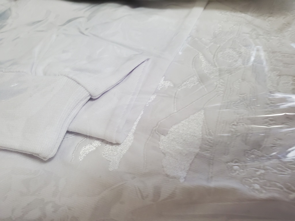 青セット 刺繍衣類セット(薄手リンガー半袖Tシャツ+白刺繍ロングT+アクリルキーホルダー+パンダミニ原画+パンダステッカーセット+ミニキャンバス一部手書き)