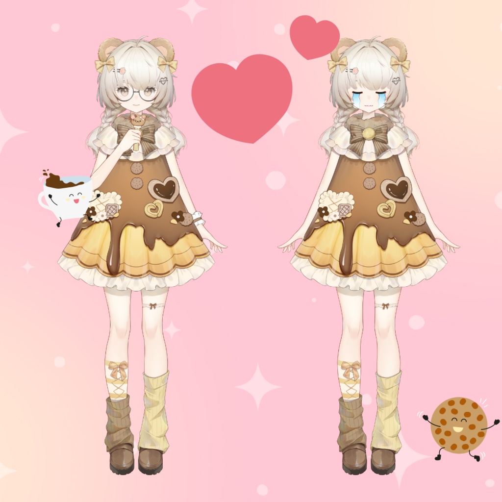 【VTS対応/汎用モデル】チョコレートプリン少女【Live2dモデル】