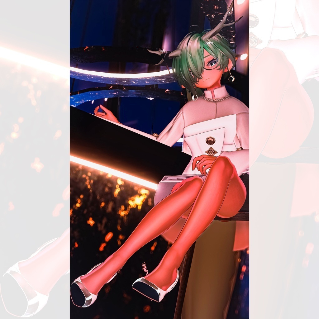 【10アバター対応】24AW 異素材&カラーブロッキング★美人顔パンプス【VRC想定衣装】