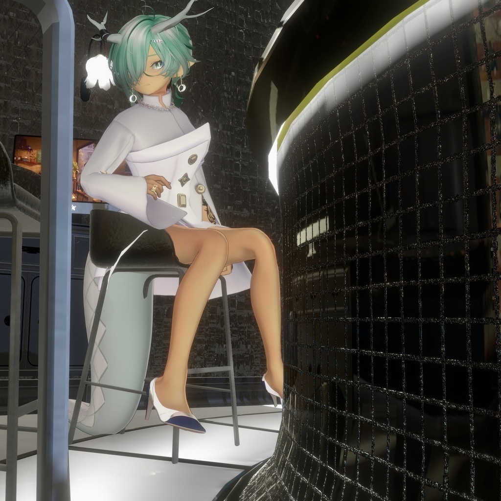 【10アバター対応】24AW 異素材&カラーブロッキング★美人顔パンプス【VRC想定衣装】