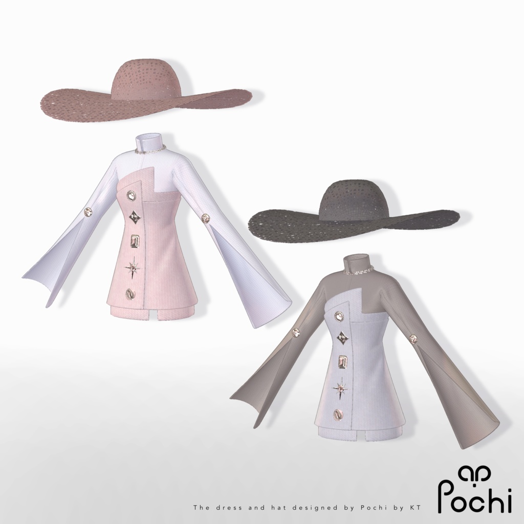 【10アバター対応】24AW 異素材&カラーブロッキング★美人顔パンプス【VRC想定衣装】