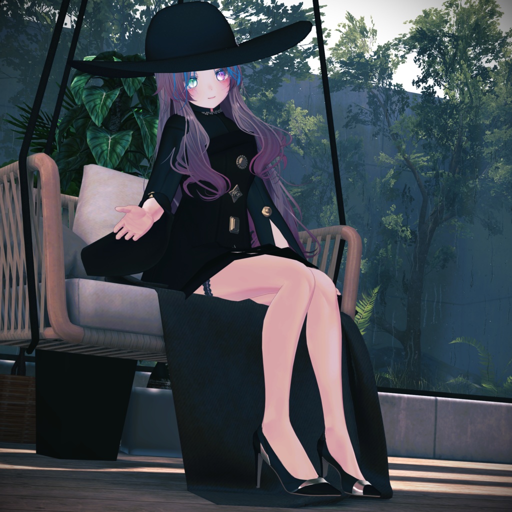 【10アバター対応】24AW 異素材&カラーブロッキング★美人顔パンプス【VRC想定衣装】