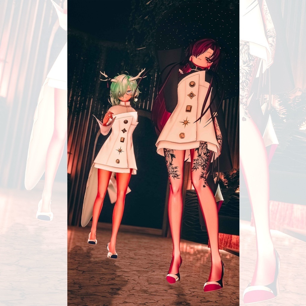 【10アバター対応】24AW 異素材&カラーブロッキング★美人顔パンプス【VRC想定衣装】