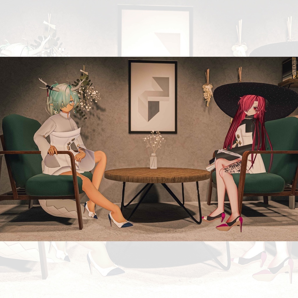 【10アバター対応】24AW 異素材&カラーブロッキング★美人顔パンプス【VRC想定衣装】