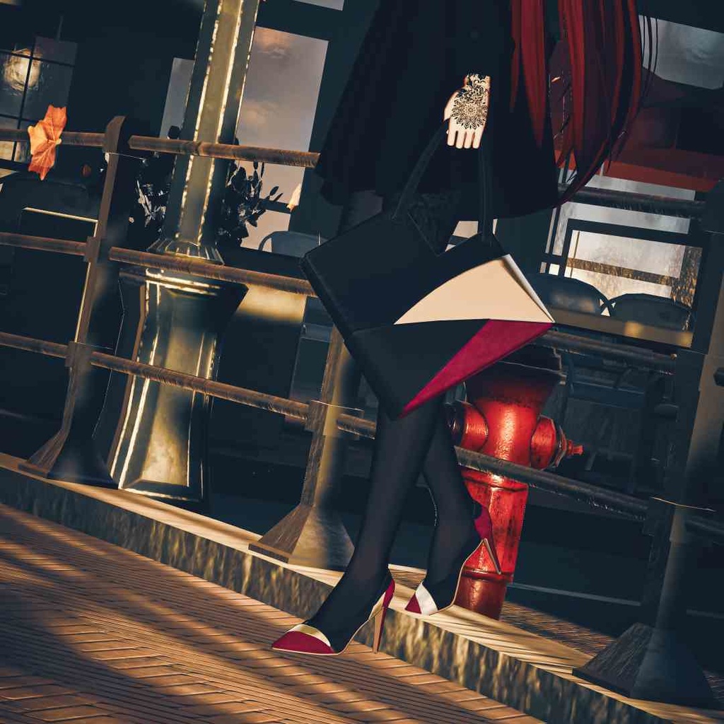 【10アバター対応】24AW 異素材&カラーブロッキング★美人顔パンプス【VRC想定衣装】