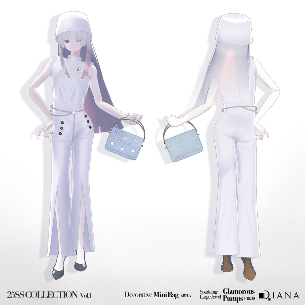 【15アバター対応】キラキラ大粒ビジューつき☆華やか魅せパンプス【VRC想定衣装】