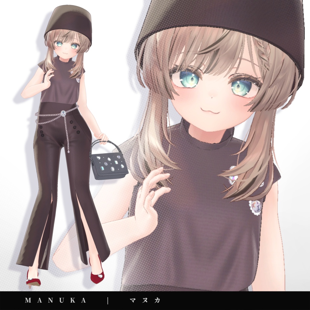 【15アバター対応】キラキラ大粒ビジューつき☆華やか魅せパンプス【VRC想定衣装】