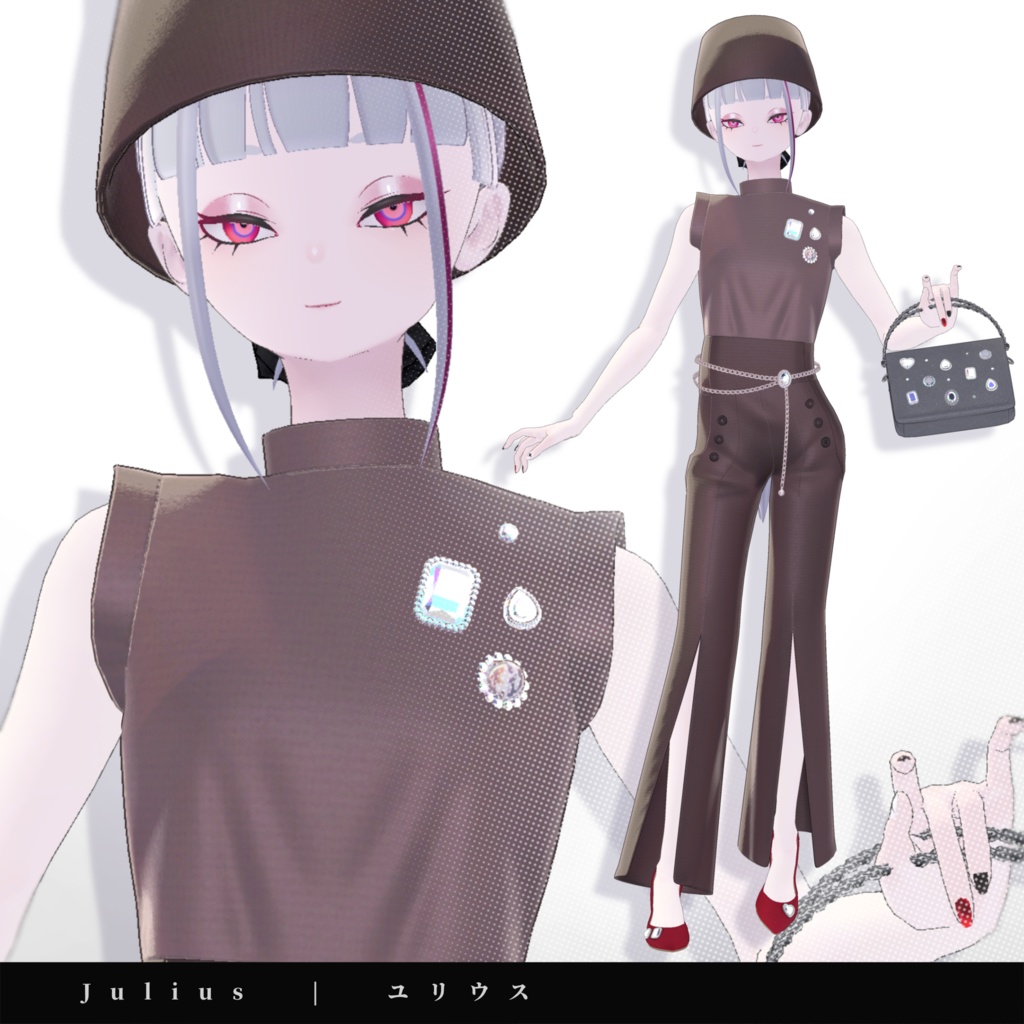 【15アバター対応】キラキラ大粒ビジューつき☆華やか魅せパンプス【VRC想定衣装】