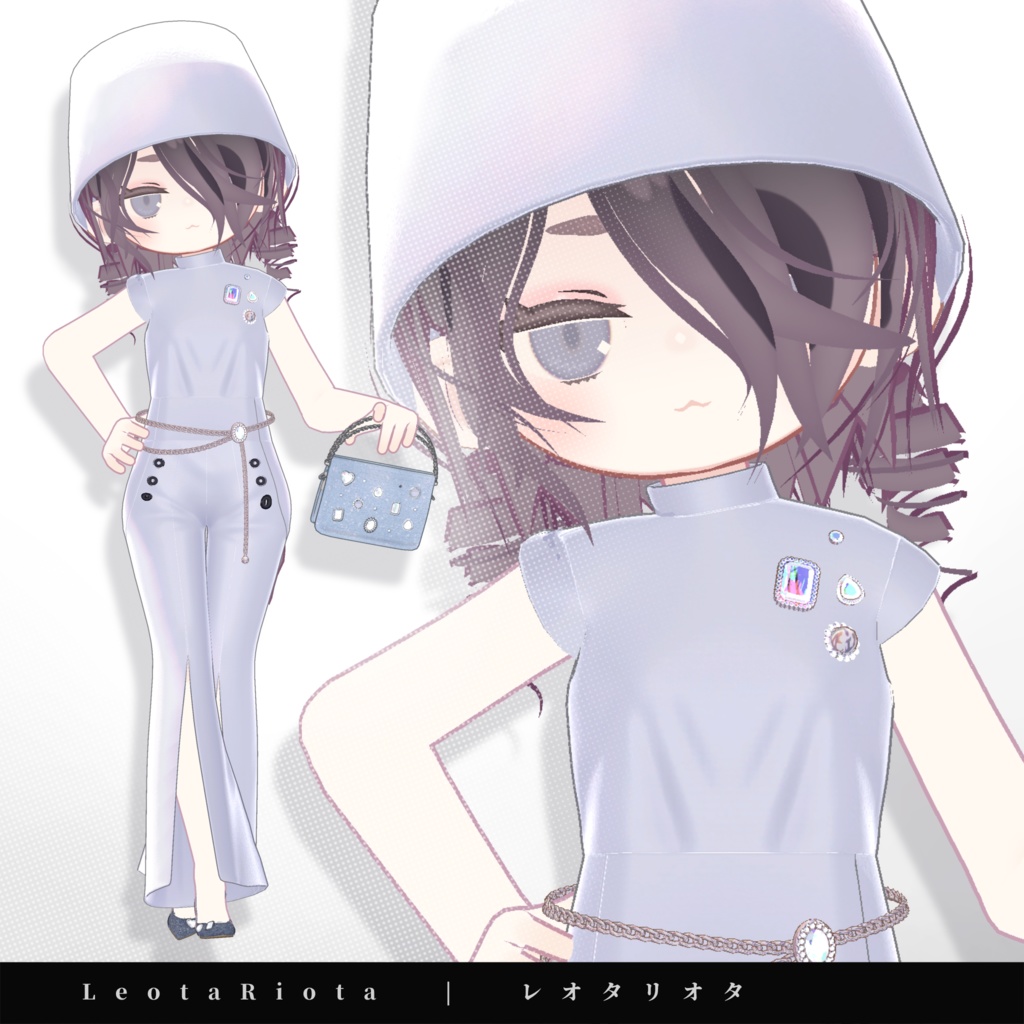 【15アバター対応】キラキラ大粒ビジューつき☆華やか魅せパンプス【VRC想定衣装】