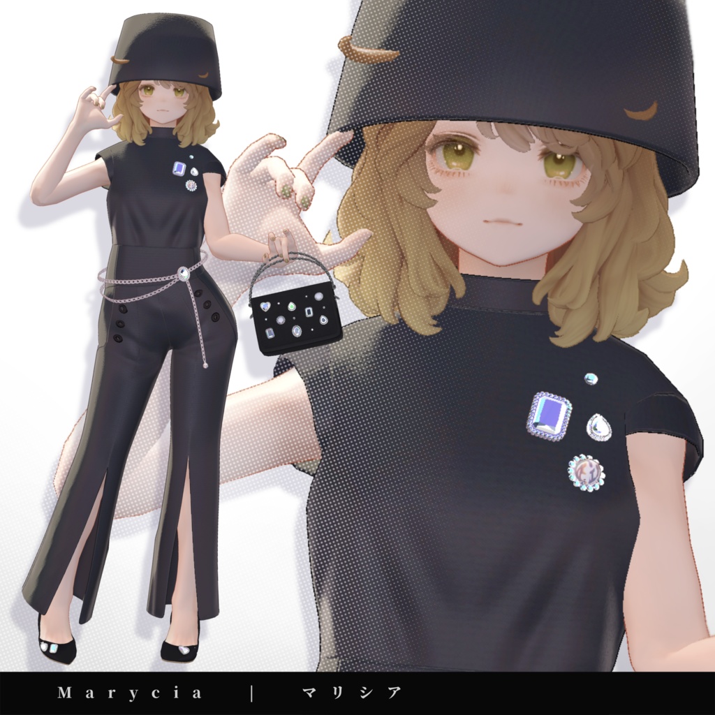 【15アバター対応】キラキラ大粒ビジューつき☆華やか魅せパンプス【VRC想定衣装】