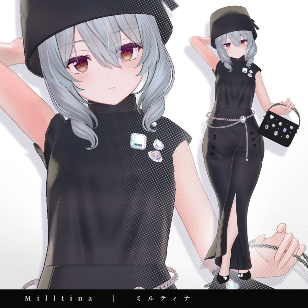 【15アバター対応】キラキラ大粒ビジューつき☆華やか魅せパンプス【VRC想定衣装】