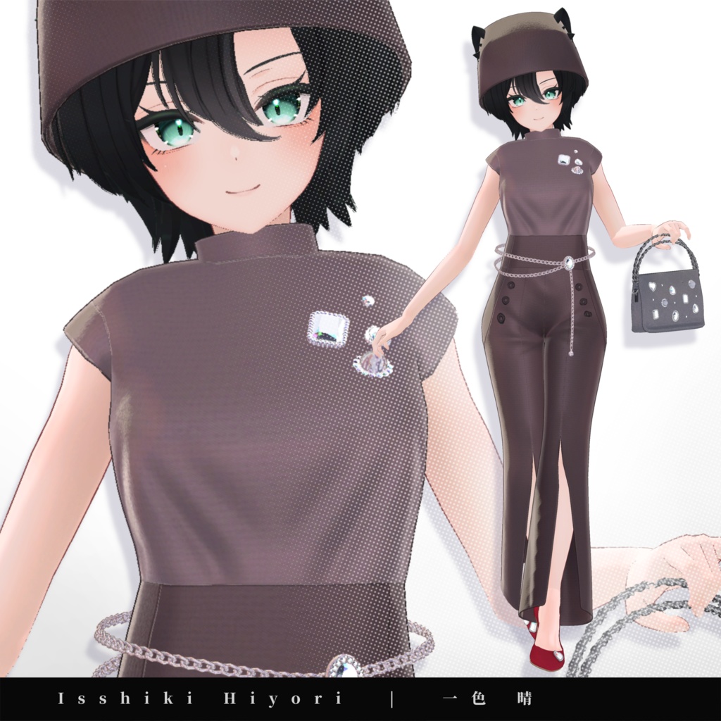 【15アバター対応】キラキラ大粒ビジューつき☆華やか魅せパンプス【VRC想定衣装】