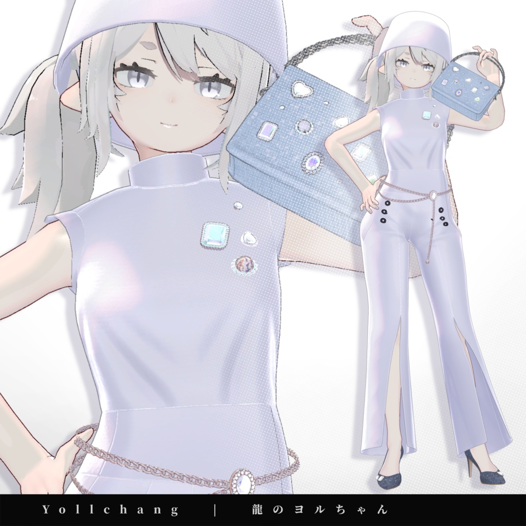 【15アバター対応】キラキラ大粒ビジューつき☆華やか魅せパンプス【VRC想定衣装】