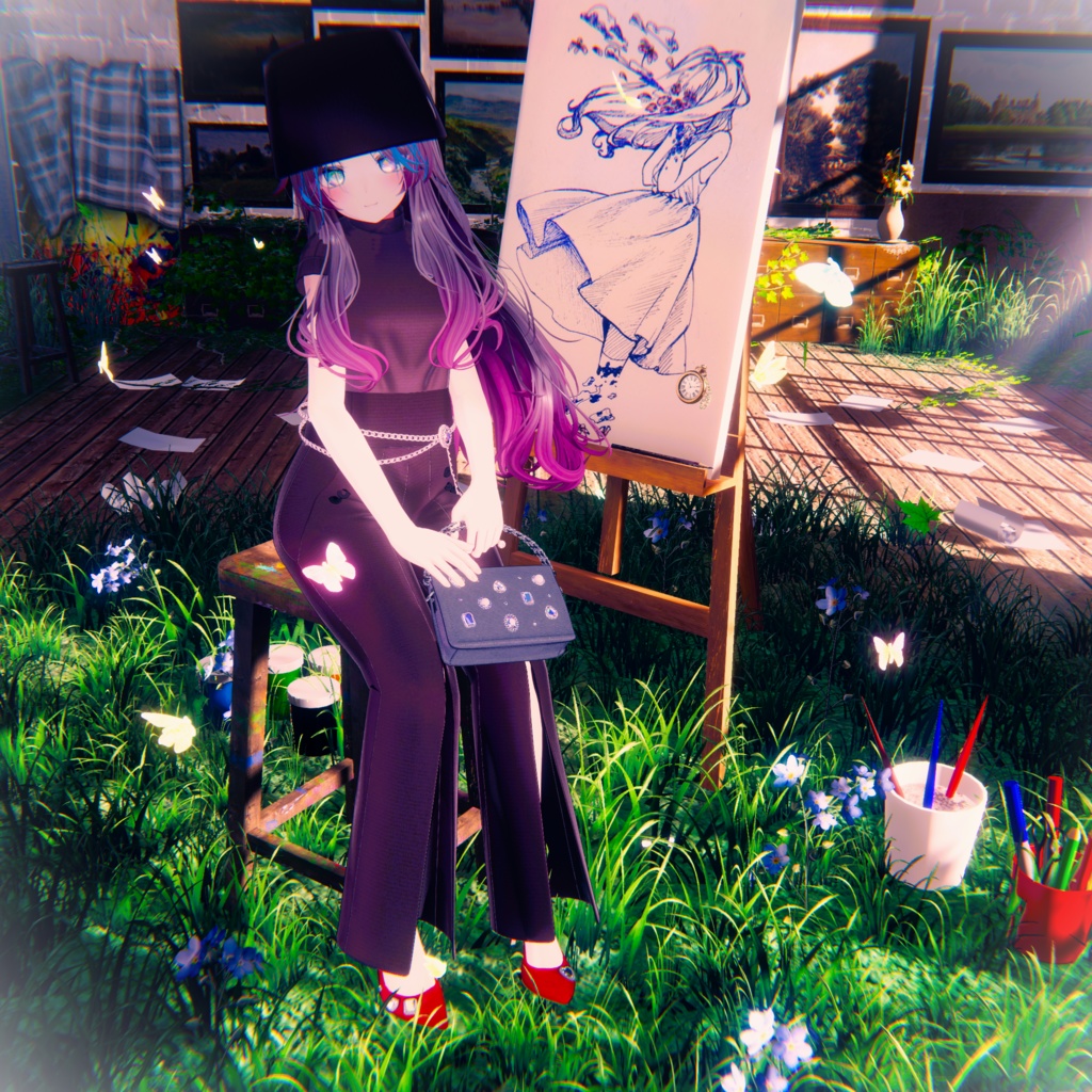 【15アバター対応】キラキラ大粒ビジューつき☆華やか魅せパンプス【VRC想定衣装】