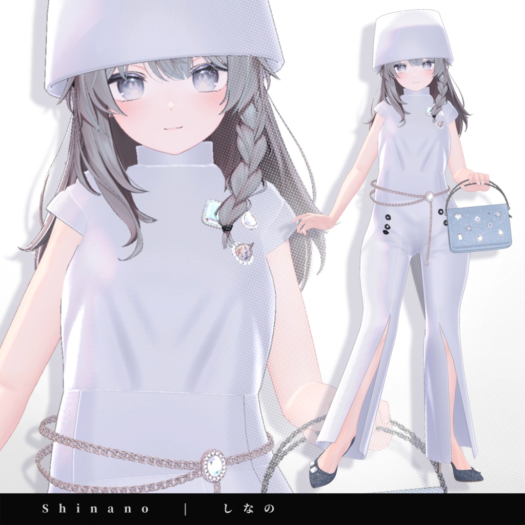 【15アバター対応】キラキラ大粒ビジューつき☆華やか魅せパンプス【VRC想定衣装】